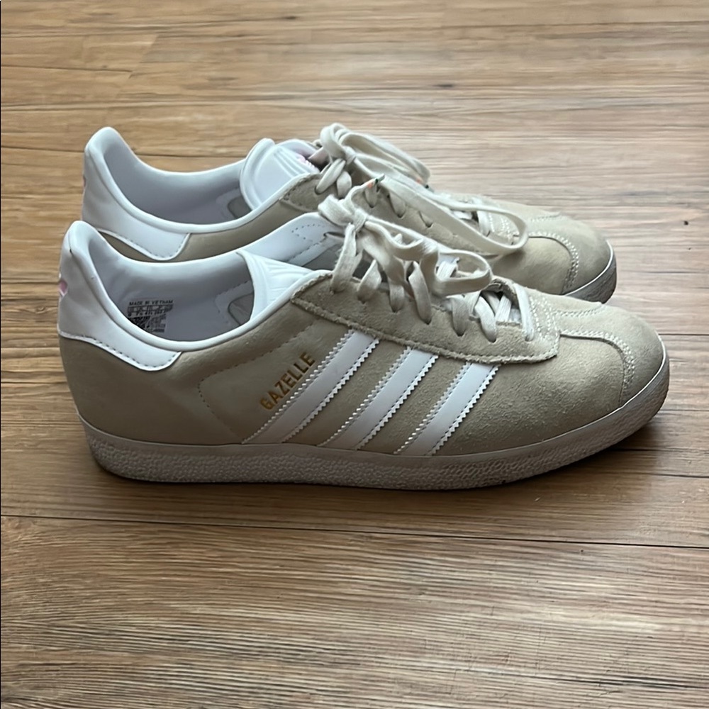 Adidas Gazelle Beige and White Sneakers